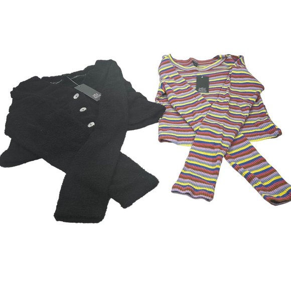 2 Piece Wild Fable Women's XXL Black Crop Sweater And Multicolor Ribbed T-Shirt - Picture 1 of 16